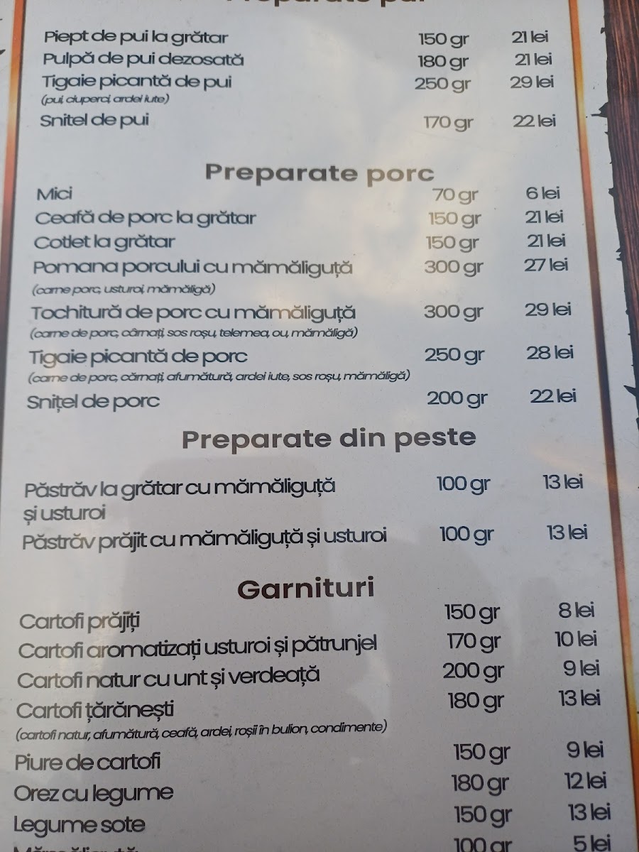 Menu Pensiune-Restaurant “La Pădurea Statului”-1