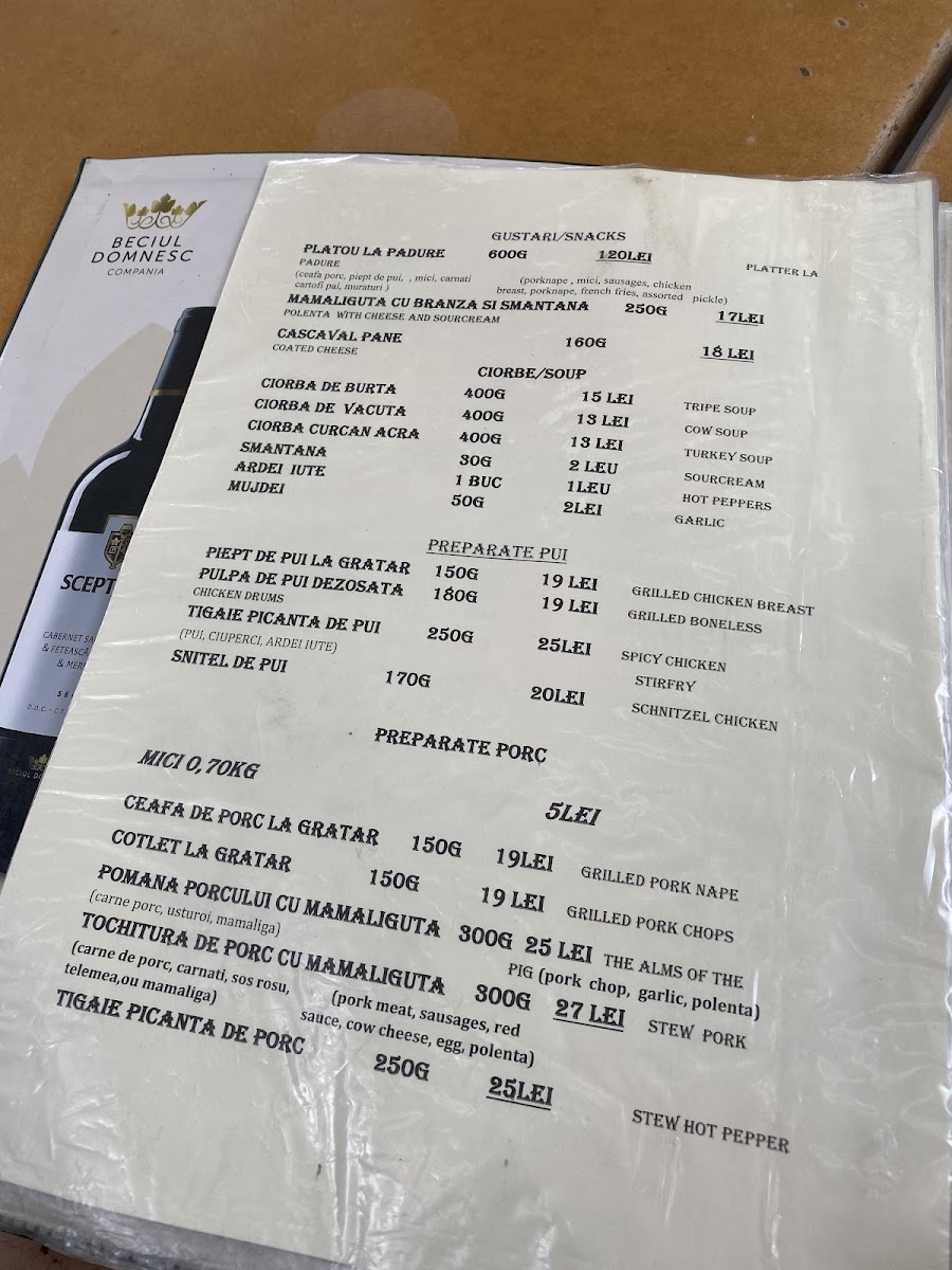 Menu Pensiune-Restaurant “La Pădurea Statului”-7